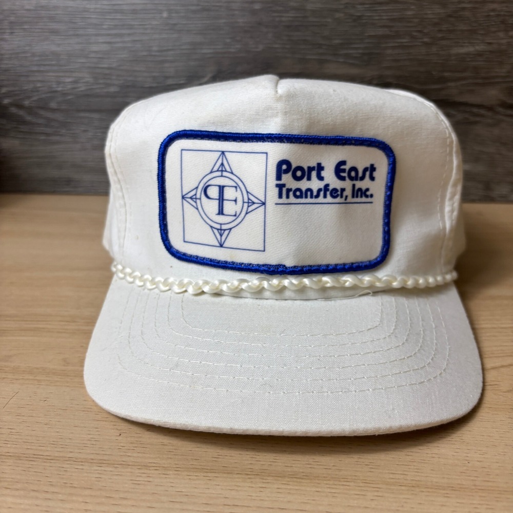 Vintage Port East Transfer Inc Hat Cap Snap Back White Trucker Adjustable‎